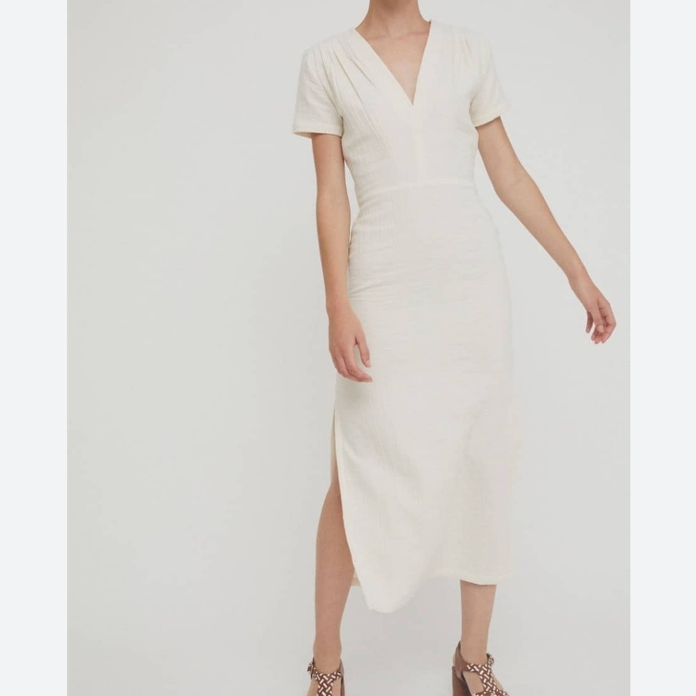 Rita Row Hedda Dress Womens Size XS Double Cotton Gauze Side Slits V Neck